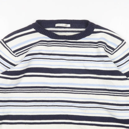 berketex Womens Multicoloured Round Neck Striped Cotton Pullover Jumper Size 10
