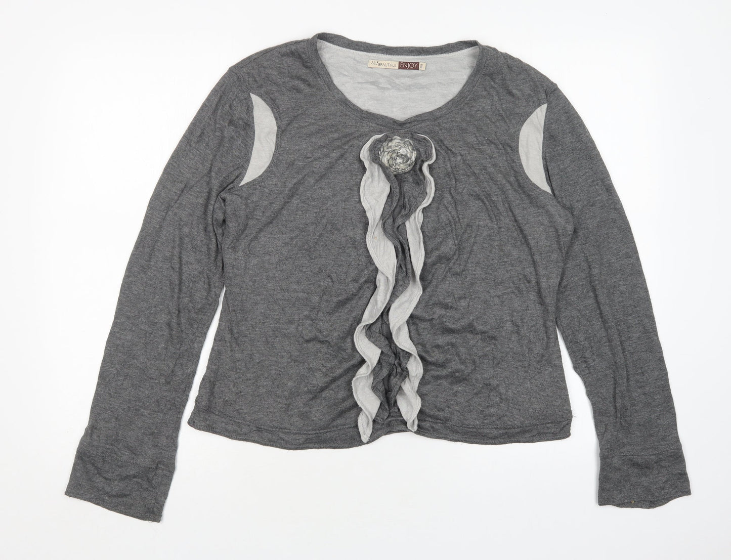 All Beutiful Womens Grey Round Neck  Polyester Pullover Jumper Size 16