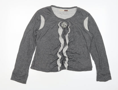 All Beutiful Womens Grey Round Neck  Polyester Pullover Jumper Size 16