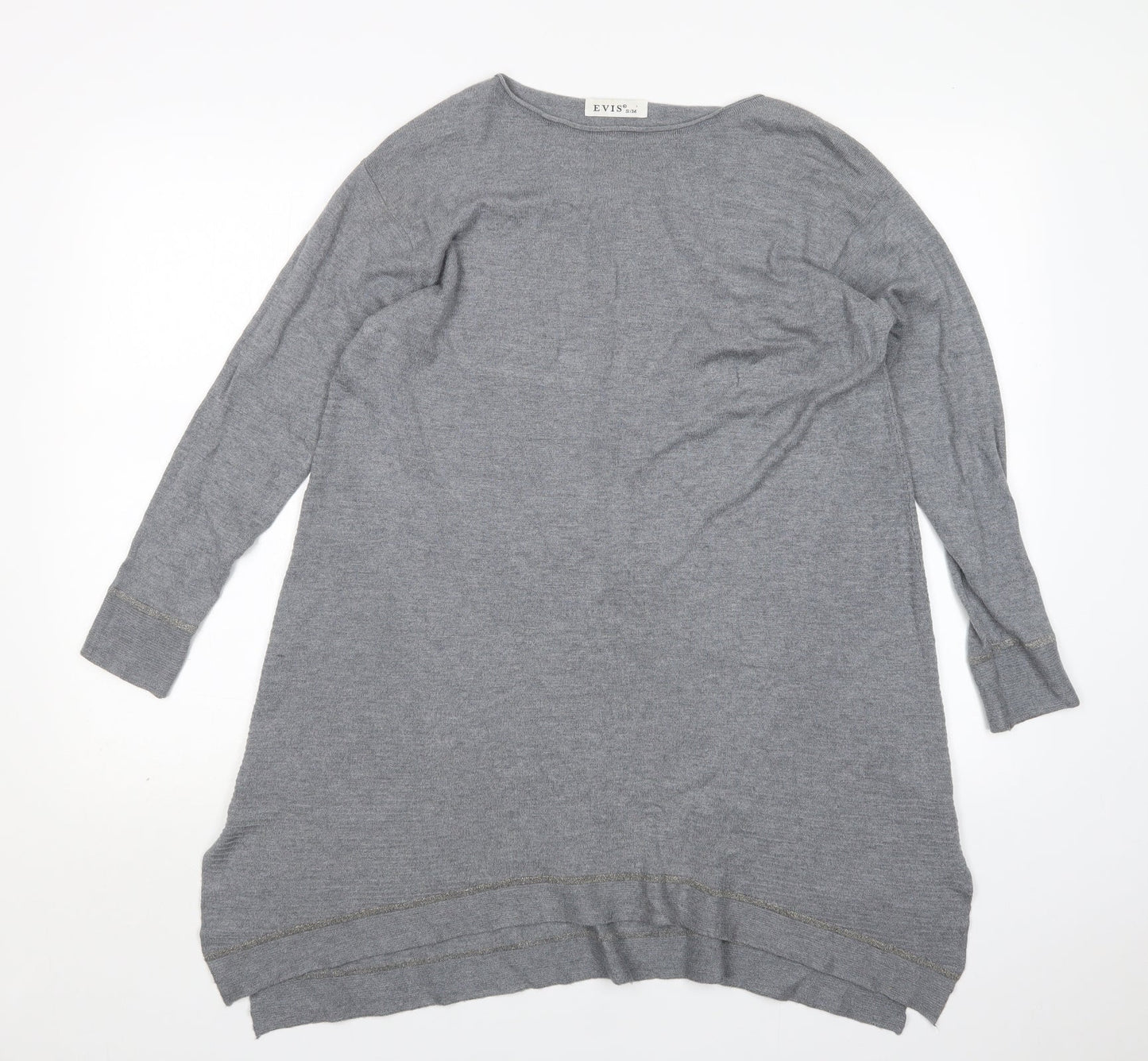Evis Womens Grey  Viscose Jumper Dress  Size S  Round Neck