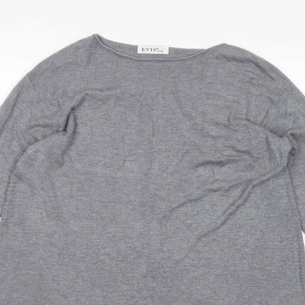 Evis Womens Grey  Viscose Jumper Dress  Size S  Round Neck