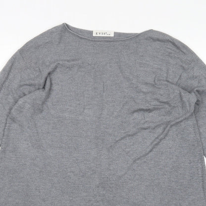 Evis Womens Grey  Viscose Jumper Dress  Size S  Round Neck