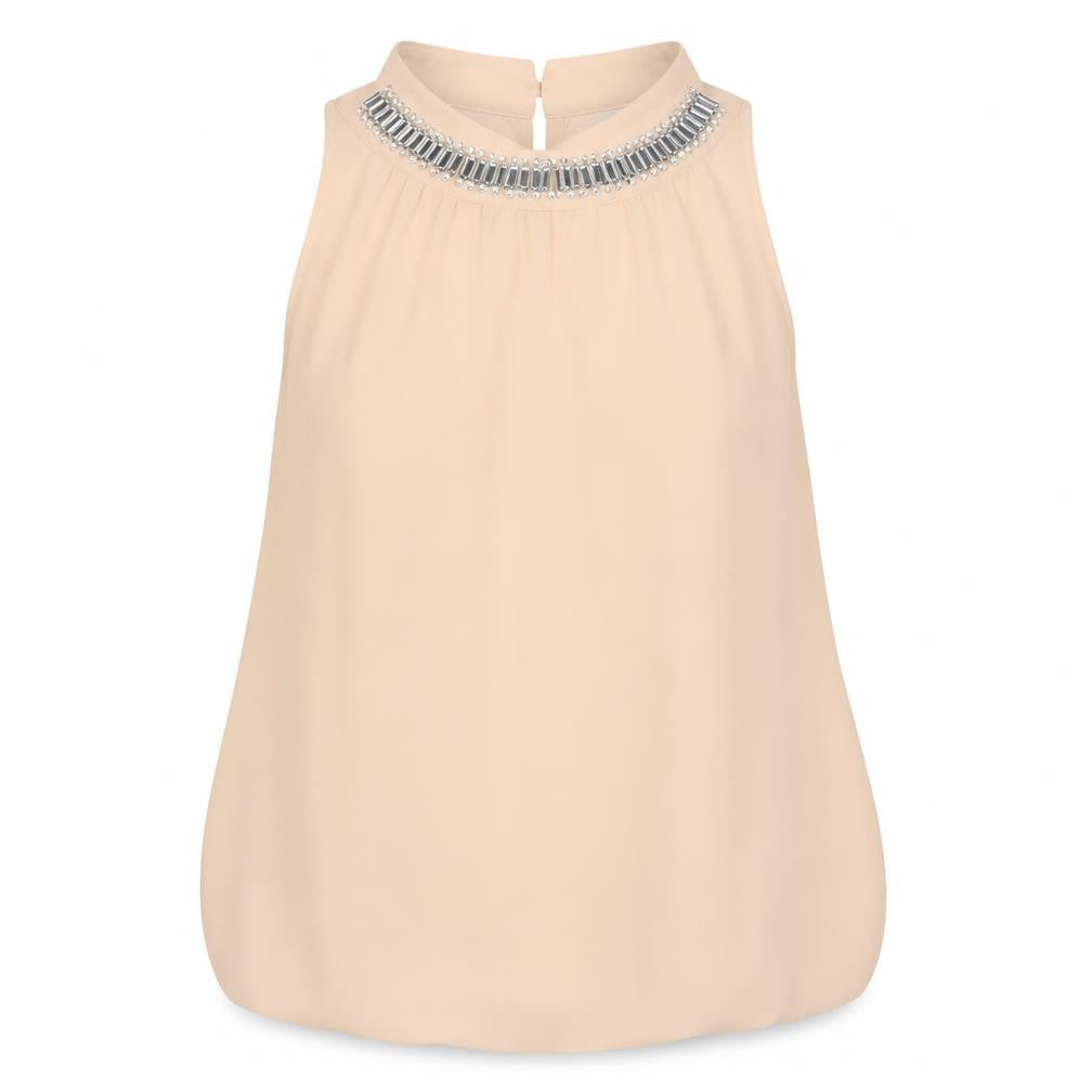 Womens UK Size 10 New Look Beige Basic Blouse