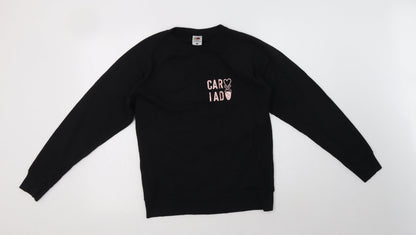 Fruit of the Loom Womens Black  Cotton Pullover Sweatshirt Size S