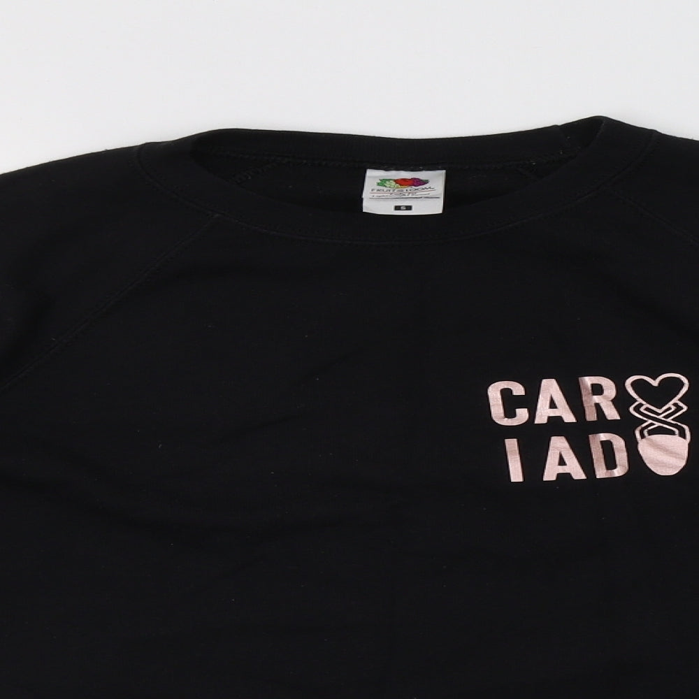 Fruit of the Loom Womens Black  Cotton Pullover Sweatshirt Size S