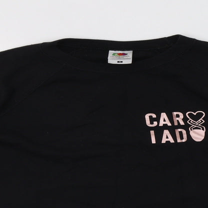 Fruit of the Loom Womens Black  Cotton Pullover Sweatshirt Size S