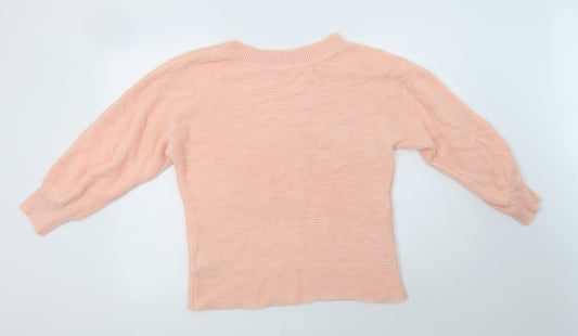 SheIn Womens Pink Boat Neck  Acrylic Pullover Jumper Size L