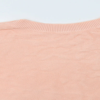 SheIn Womens Pink Boat Neck  Acrylic Pullover Jumper Size L