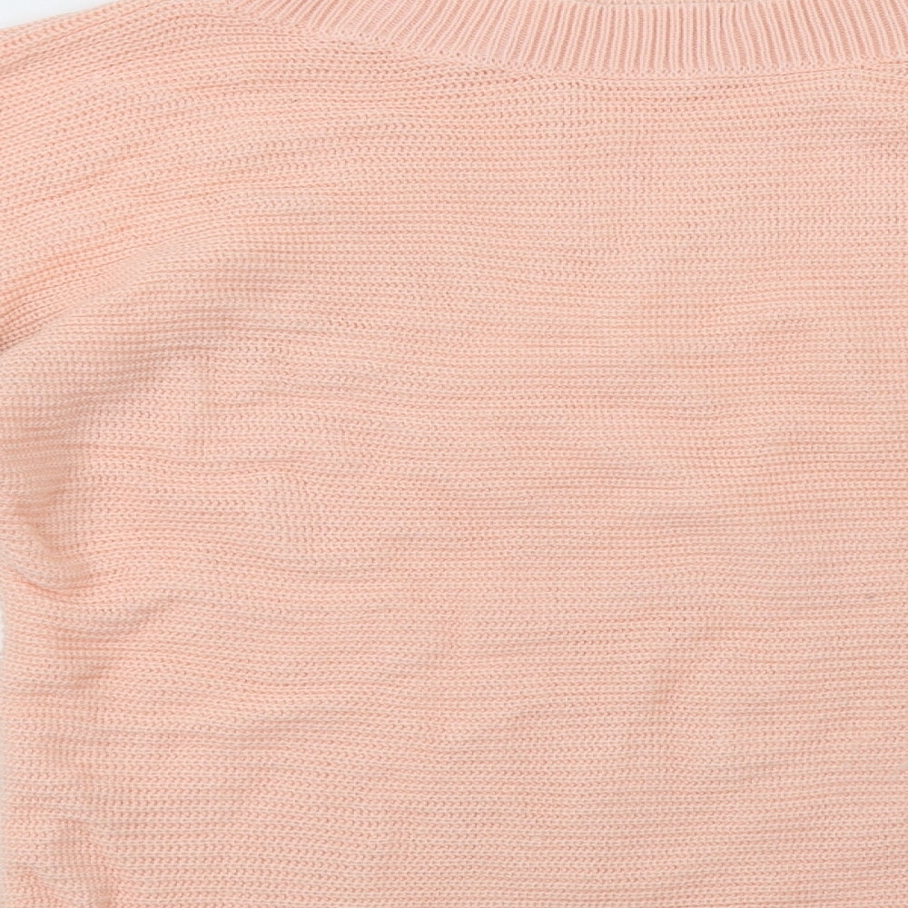 SheIn Womens Pink Boat Neck  Acrylic Pullover Jumper Size L