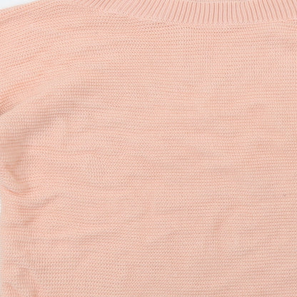 SheIn Womens Pink Boat Neck  Acrylic Pullover Jumper Size L