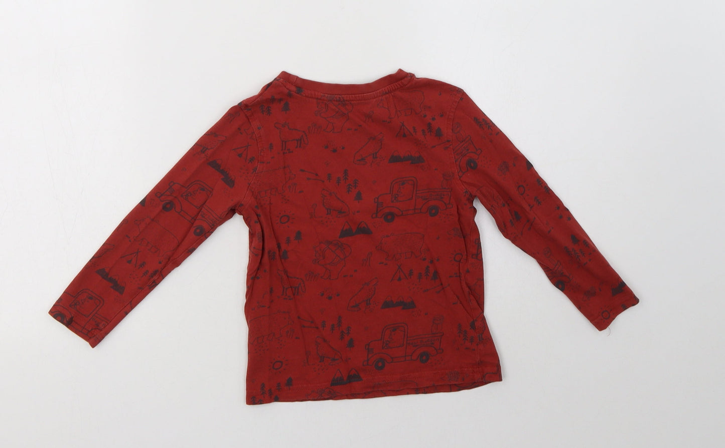 George Boys Red Geometric Cotton Basic T-Shirt Size 2-3 Years Crew Neck  - Bear Print