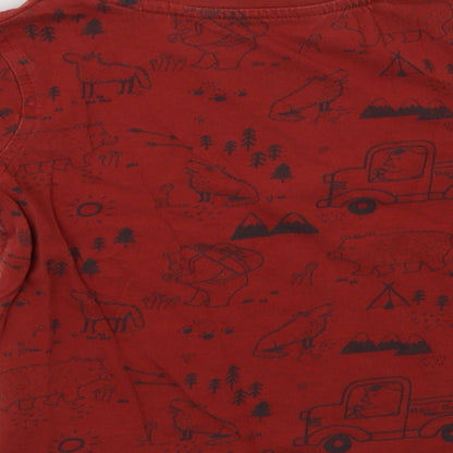 George Boys Red Geometric Cotton Basic T-Shirt Size 2-3 Years Crew Neck  - Bear Print