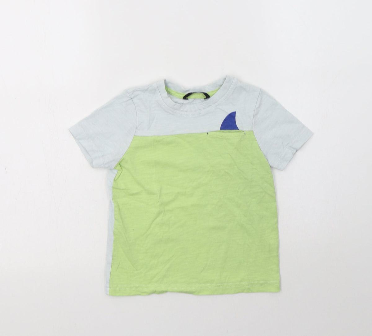 Additional front view of George boys’ blue colourblock cotton basic polo, size 3-4, years crew neck