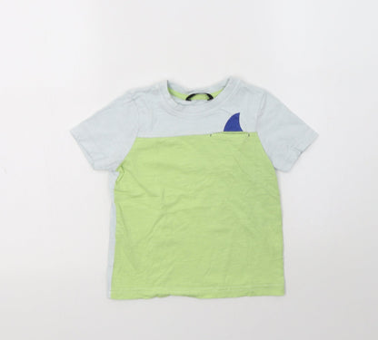 Additional front view of George boys’ blue colourblock cotton basic polo, size 3-4, years crew neck