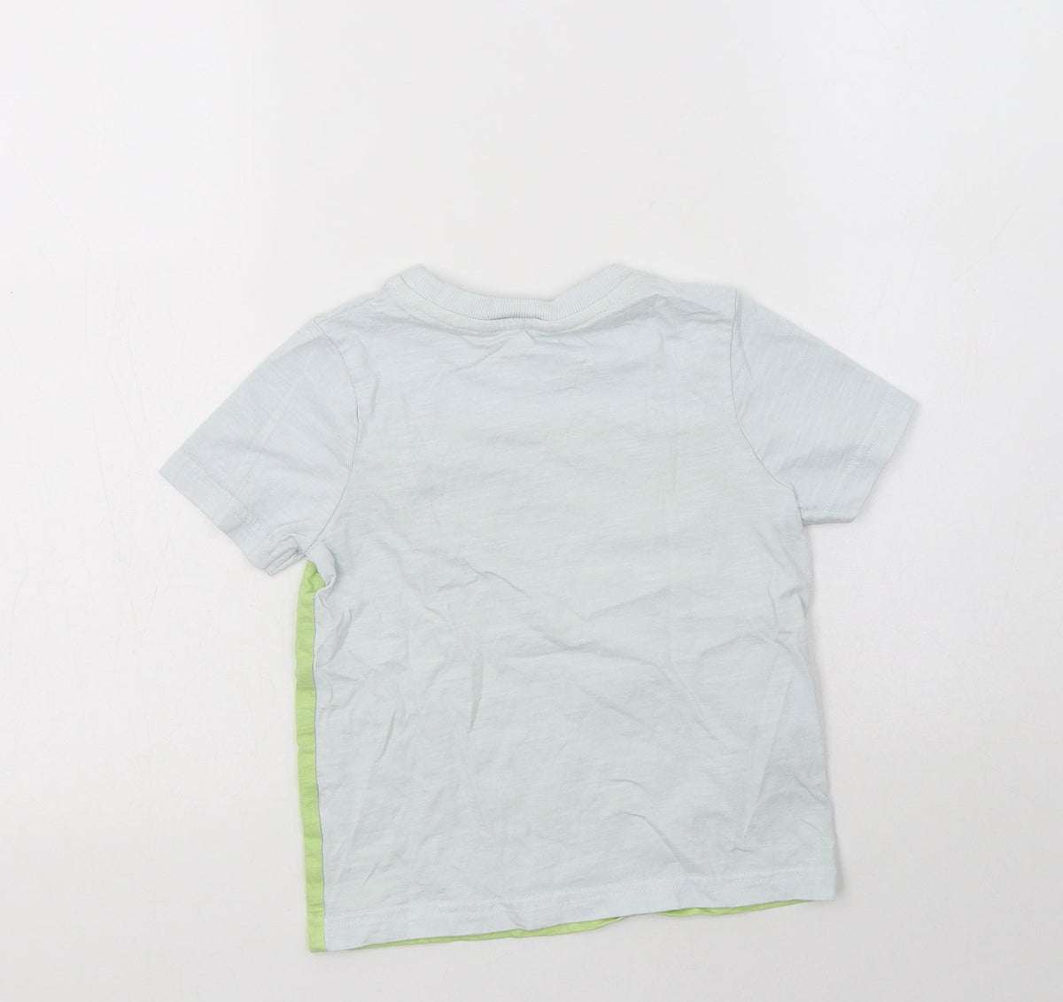Back view of George boys’ blue colourblock cotton basic polo, size 3-4, years crew neck