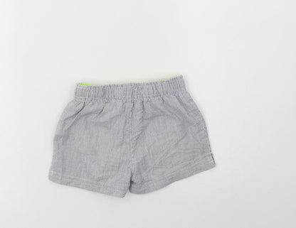 Back view of TEX boys’ grey striped polyester bermuda shorts, size 2-3, years regular drawstring