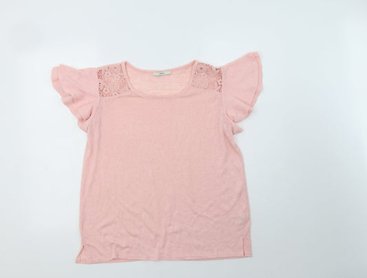 George Womens Pink Crew Neck  Polyester Pullover Jumper Size 14   - Lace Detail