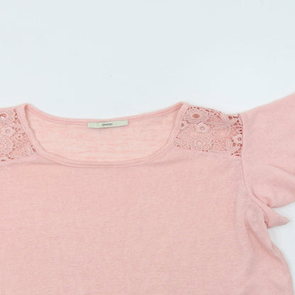 George Womens Pink Crew Neck  Polyester Pullover Jumper Size 14   - Lace Detail
