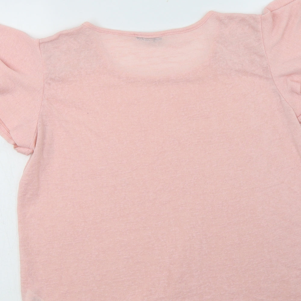 George Womens Pink Crew Neck  Polyester Pullover Jumper Size 14   - Lace Detail