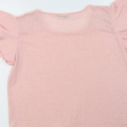 George Womens Pink Crew Neck  Polyester Pullover Jumper Size 14   - Lace Detail