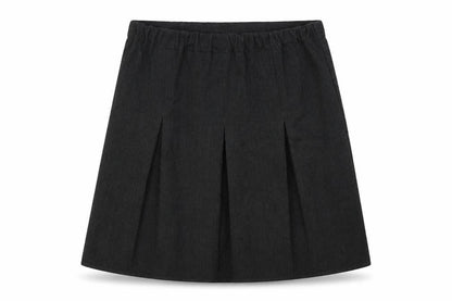 Front view of George girls’ grey polyester a-line skirt, size 8-9, years regular button - school wear