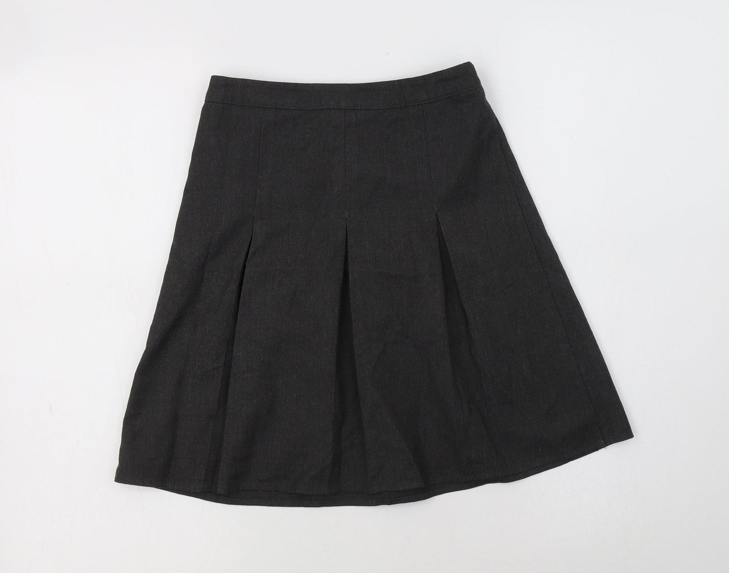 George Girls Grey  Polyester A-Line Skirt Size 8-9 Years  Regular Button - School Wear