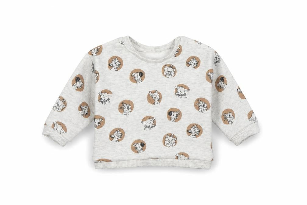 Front view of George Baby Grey Geometric Polyester jumper, size 0-3, Months Snap - Disney Characters