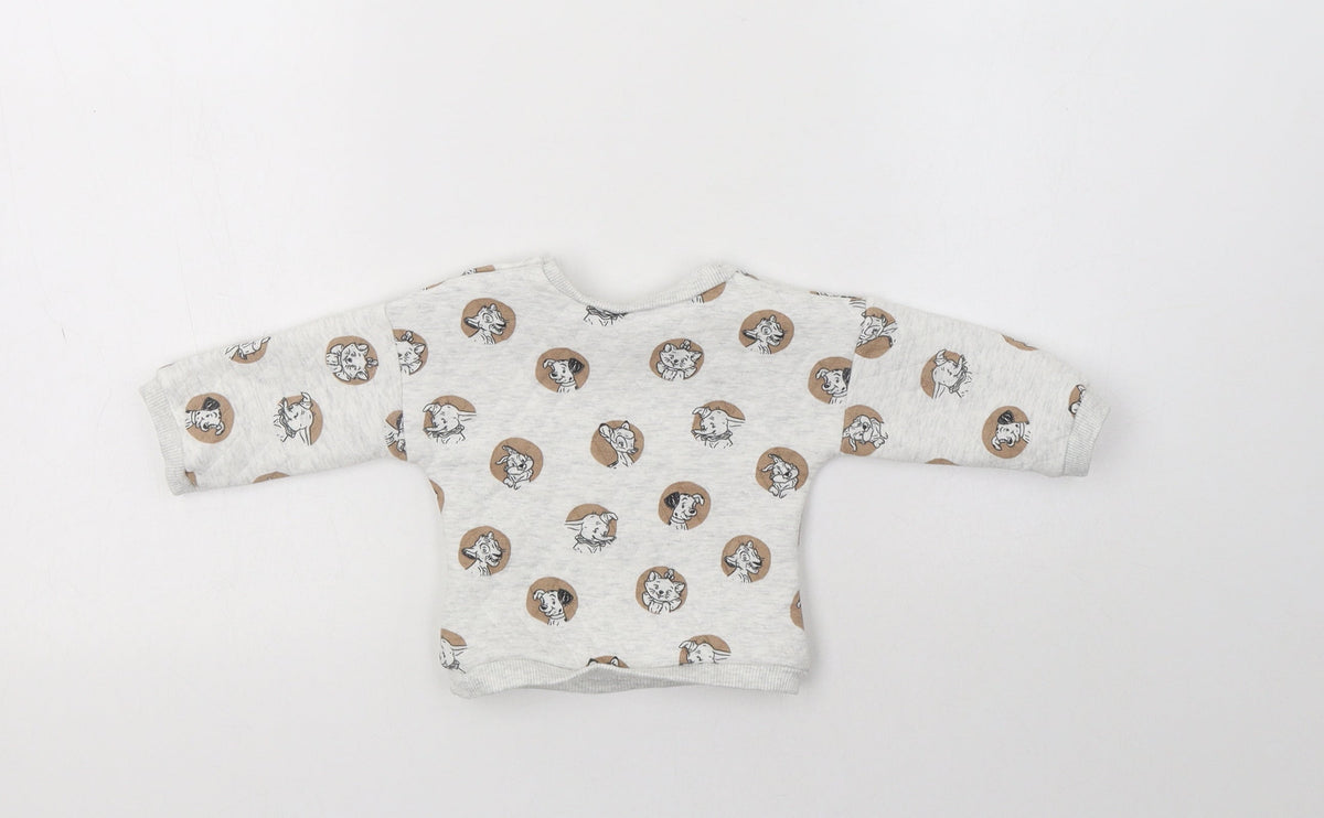 Back view of George Baby Grey Geometric Polyester jumper, size 0-3, Months Snap - Disney Characters