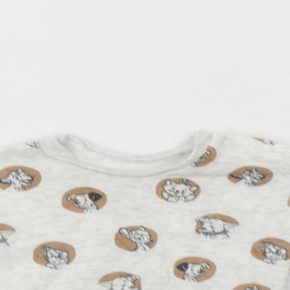 Close-up detail of George Baby Grey Geometric Polyester jumper, size 0-3, Months Snap - Disney Characters