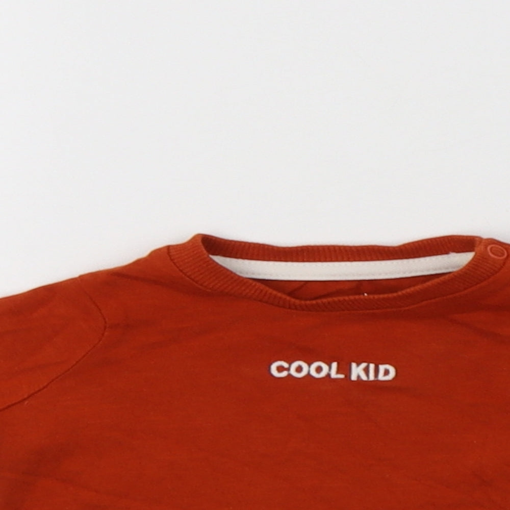F&F Baby Brown  Cotton Basic T-Shirt Size 0-3 Months Crew Neck Snap - Cool Kid