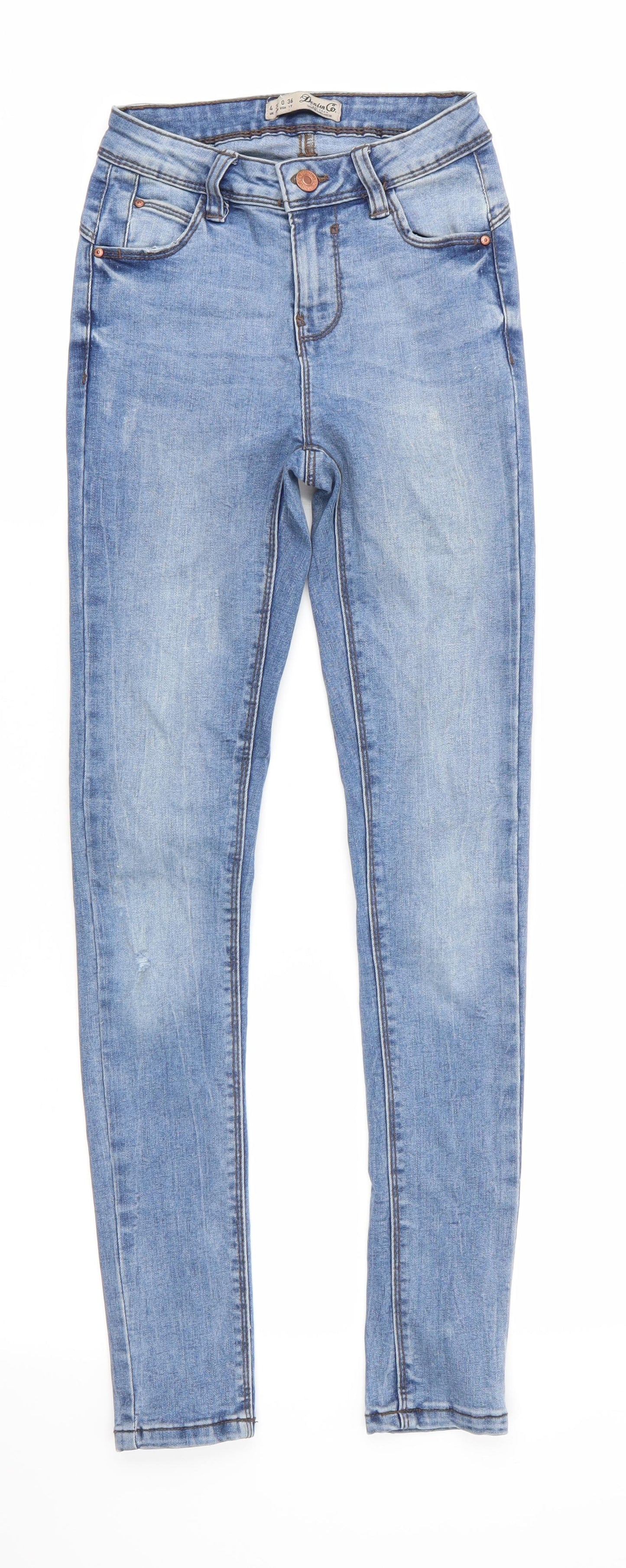 Denim Co Womens Blue  Cotton Skinny Jeans Size 4 L28 in Regular Zip - Slightly Distressed