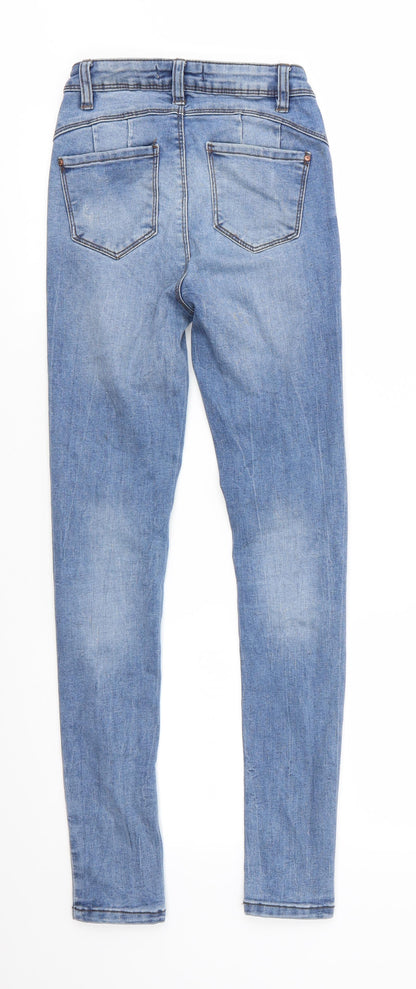 Denim Co Womens Blue  Cotton Skinny Jeans Size 4 L28 in Regular Zip - Slightly Distressed