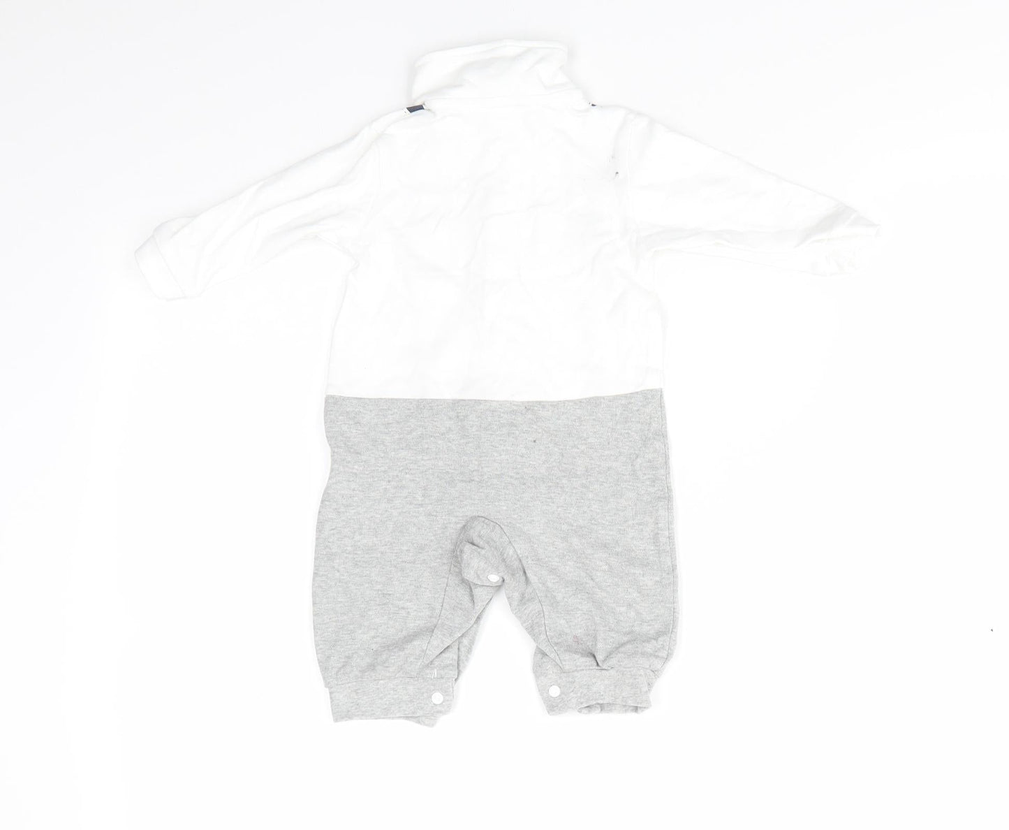 ShenZhen YEY Garment Ltd Boys White  Cotton Romper One-Piece Size 0-3 Months  Snap - Faux Dickie Bow Tie & Shirt with braces