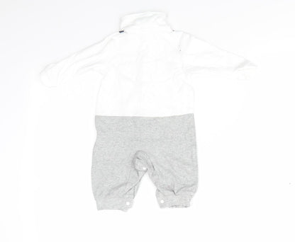 ShenZhen YEY Garment Ltd Boys White  Cotton Romper One-Piece Size 0-3 Months  Snap - Faux Dickie Bow Tie & Shirt with braces