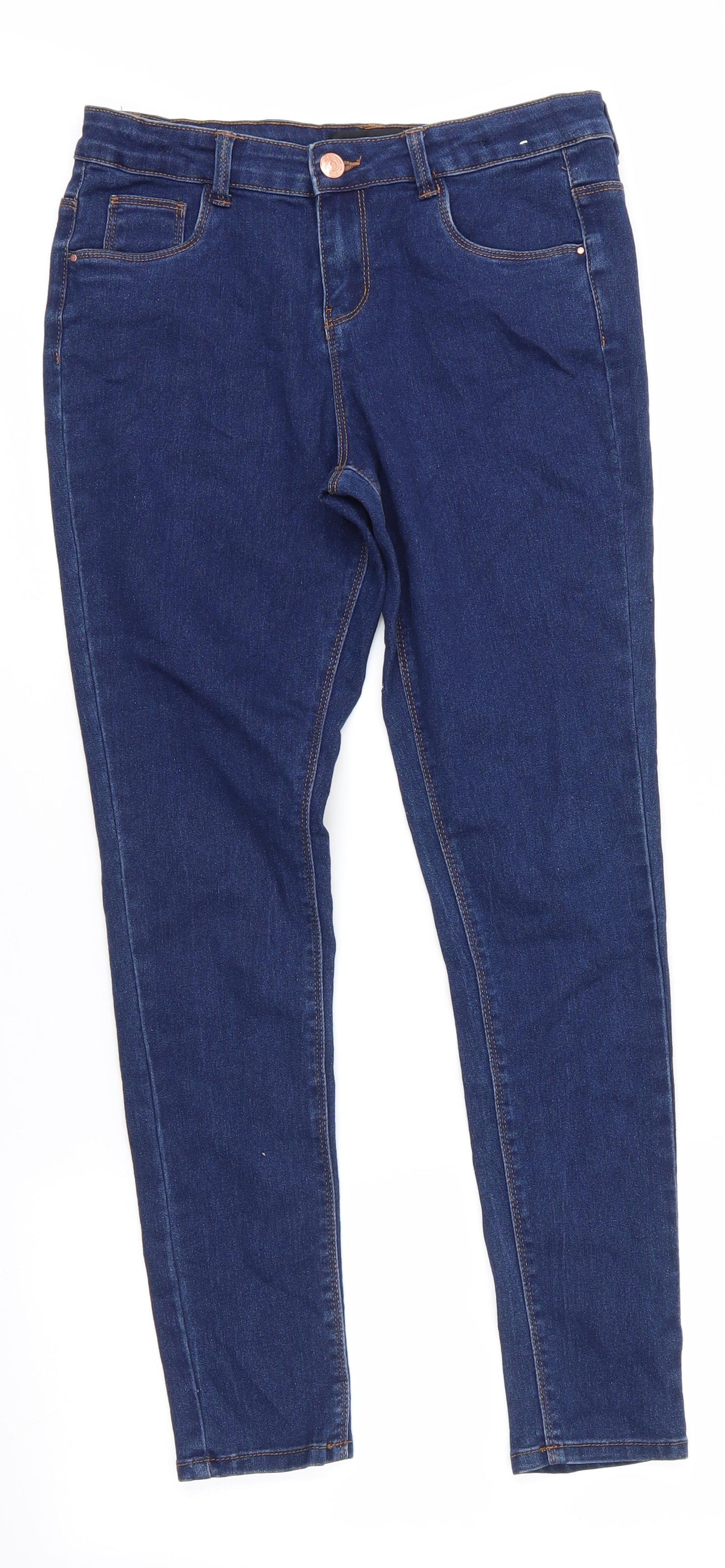 Miss Evie Girls Blue  Cotton Skinny Jeans Size 12-13 Years  Regular Zip - Indigo blue