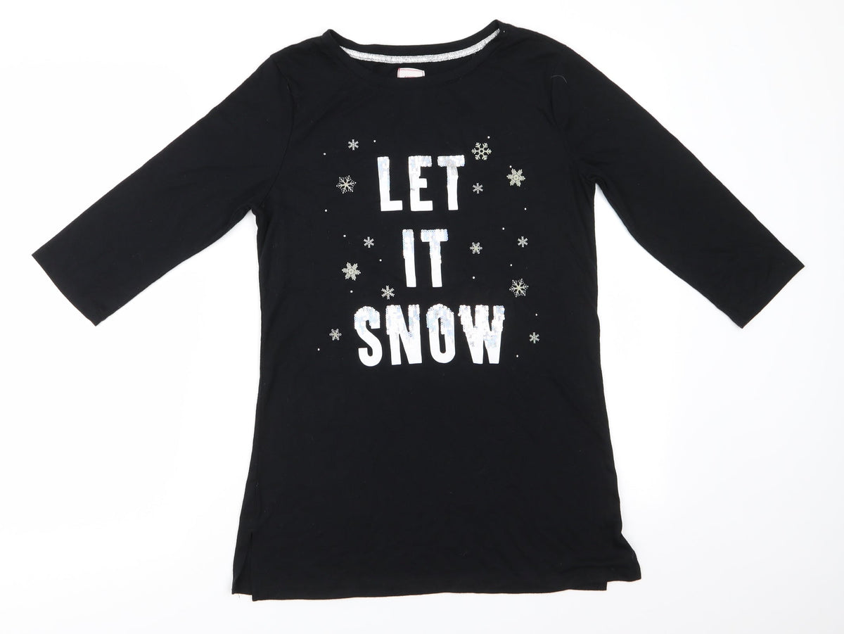 Additional front view of George women’s black solid polyester dress, size S, - let it snow sequinned