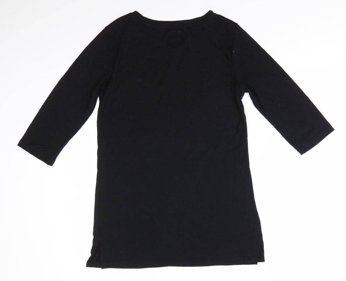Back view of George women’s black solid polyester dress, size S, - let it snow sequinned