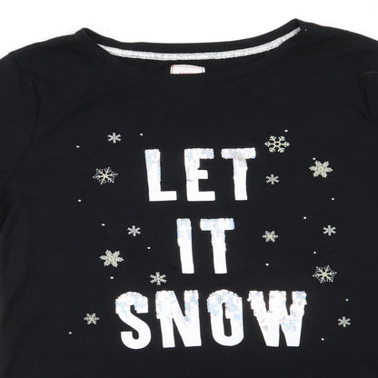 Close-up detail of George women’s black solid polyester dress, size S, - let it snow sequinned