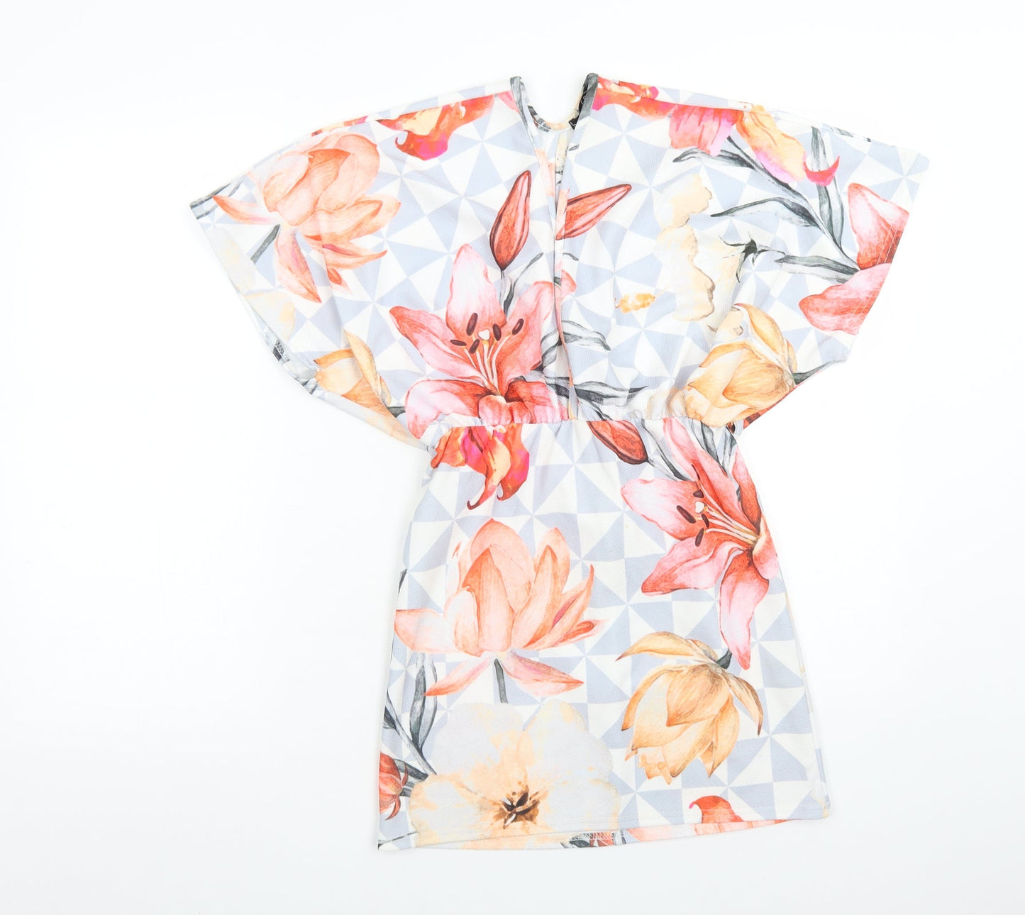 Boohoo Womens Multicoloured Floral Polyester Fit & Flare  Size 10  V-Neck