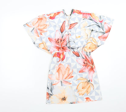 Boohoo Womens Multicoloured Floral Polyester Fit & Flare  Size 10  V-Neck