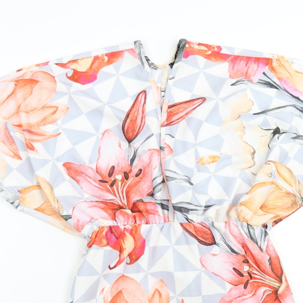 Boohoo Womens Multicoloured Floral Polyester Fit & Flare  Size 10  V-Neck