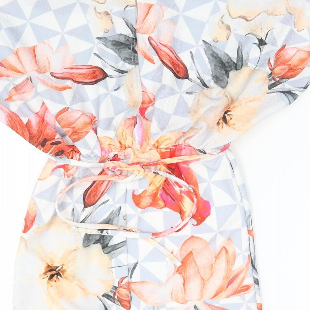 Boohoo Womens Multicoloured Floral Polyester Fit & Flare  Size 10  V-Neck