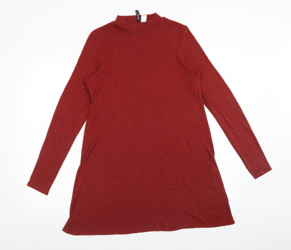 H&M Womens Orange  Viscose A-Line  Size 14  Mock Neck