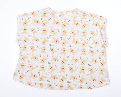 PRETTY SECRETS Womens Grey Solid Polyester  Pyjama Top Size 34   - GINGERBREAD MEN. CANDY CANES