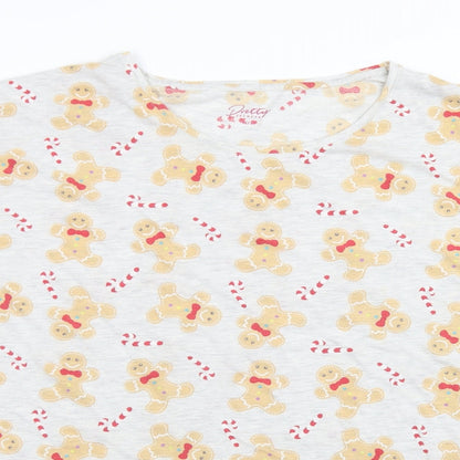 PRETTY SECRETS Womens Grey Solid Polyester  Pyjama Top Size 34   - GINGERBREAD MEN. CANDY CANES