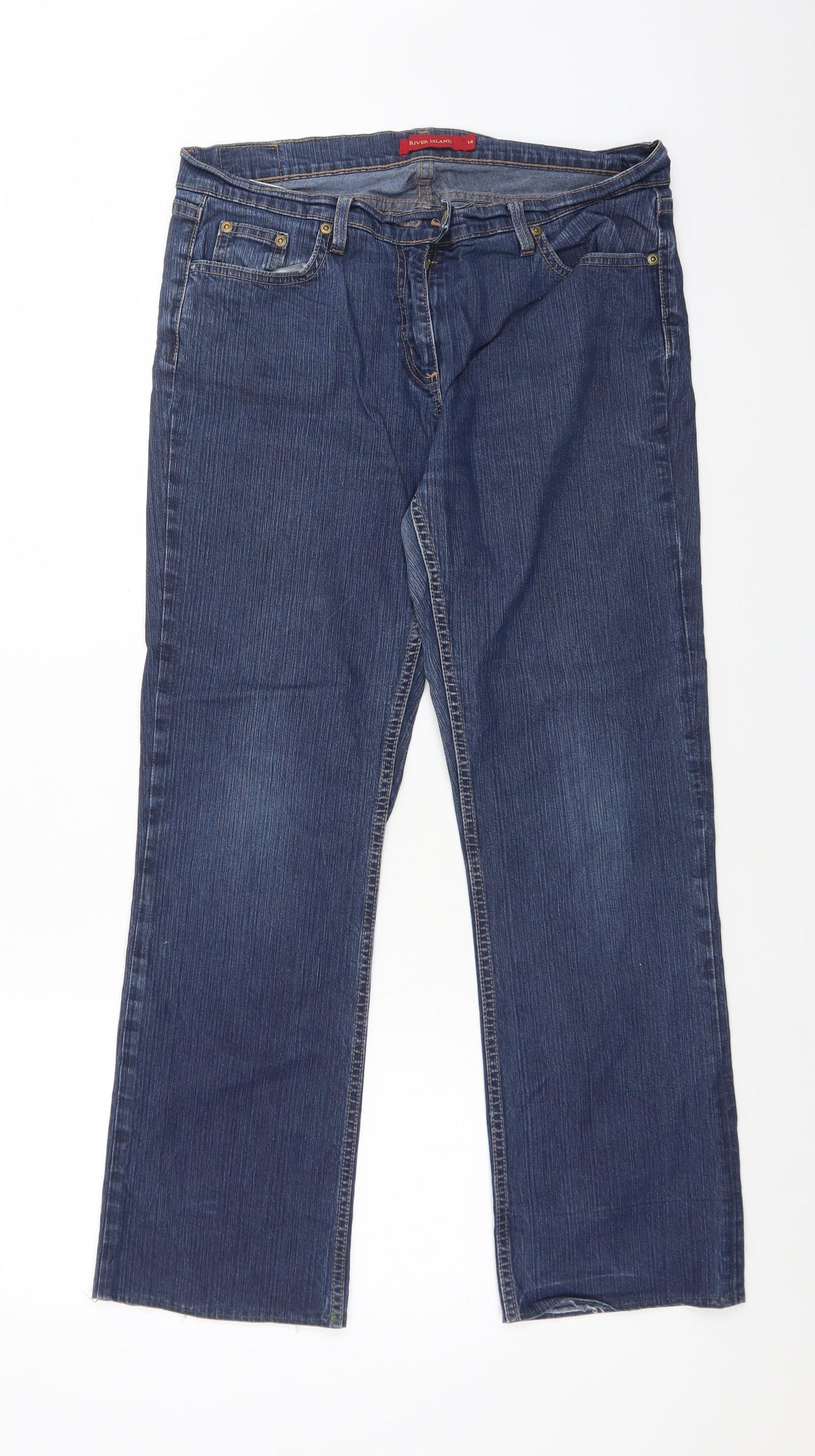 Womens UK Size 14 River Island Regular Fit Snow Pants Blue Trousers