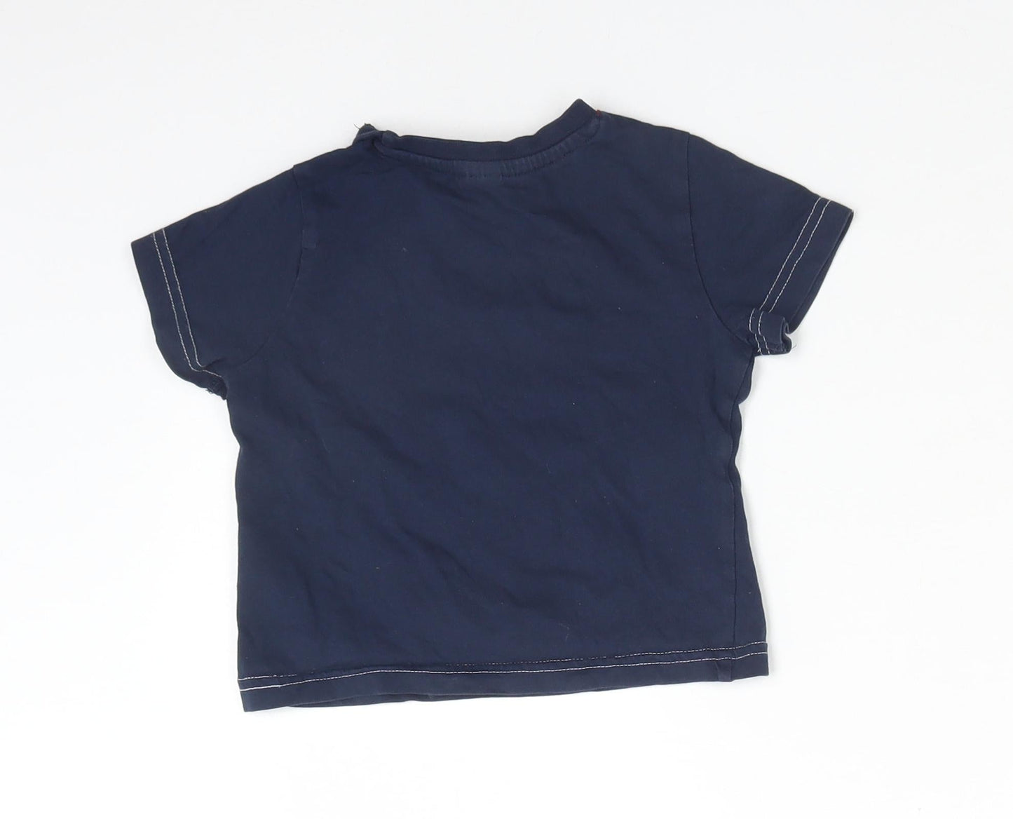 F&F Boys Blue  Cotton Basic T-Shirt Size 12-18 Months Crew Neck  - DADDY'S LITTLE STRIKER