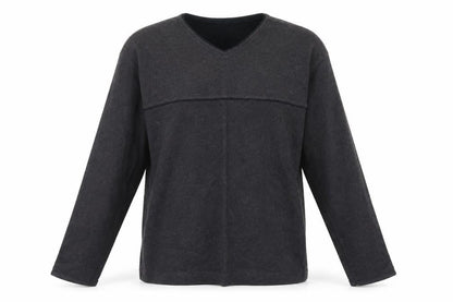 Front view of TNX men’s grey v-neck cotton jumper, size L