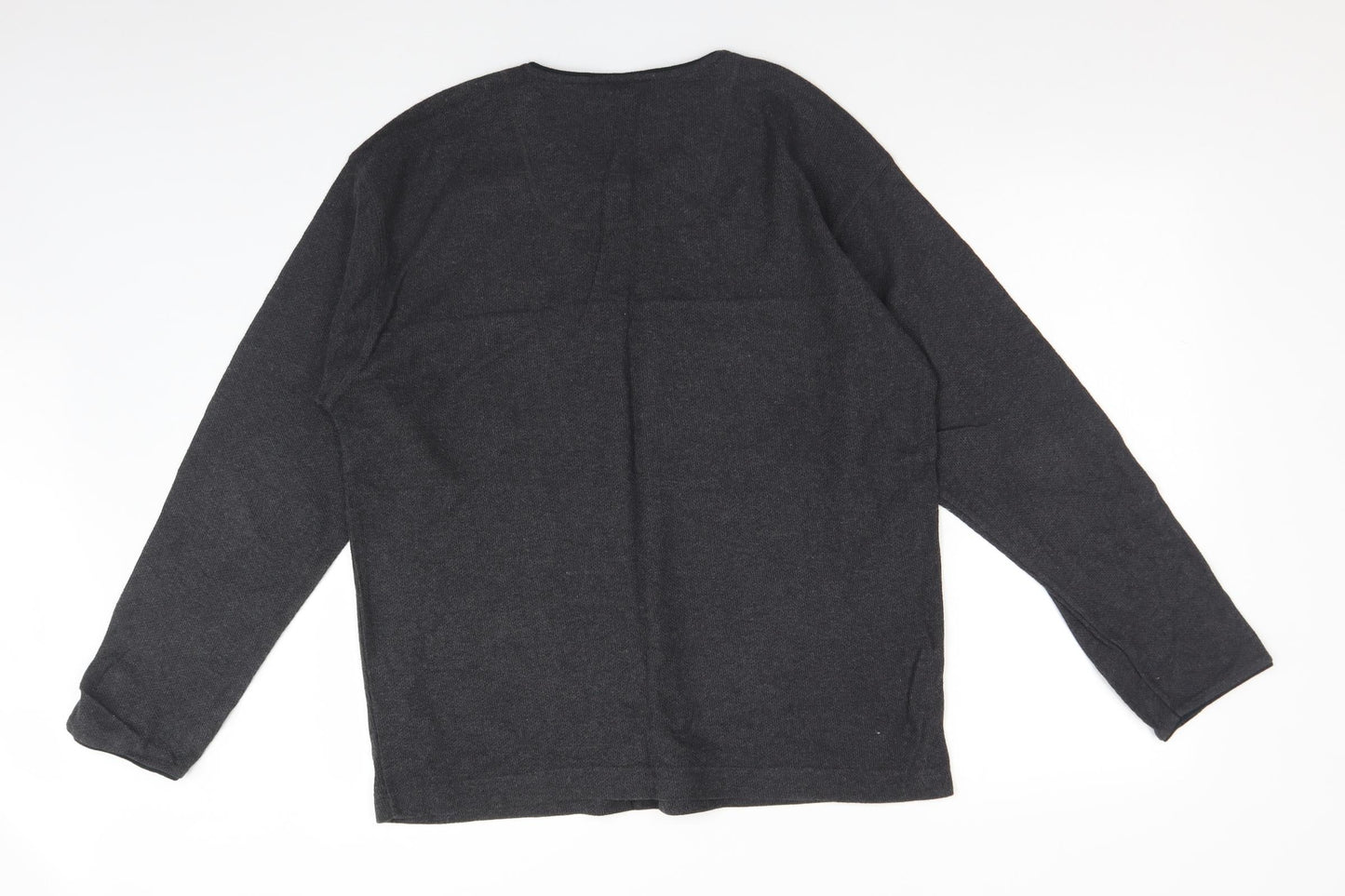 TNX Mens Grey V-Neck  Cotton Pullover Jumper Size L