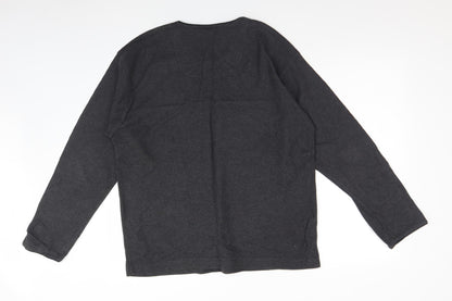 TNX Mens Grey V-Neck  Cotton Pullover Jumper Size L
